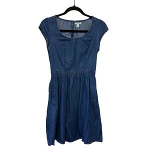 Old Navy Chambray Fit & Flare Dress Size 2 Blue Denim